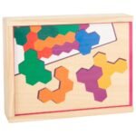 Kuti druri me puzzle gjashtëkëndësh për fëmijë