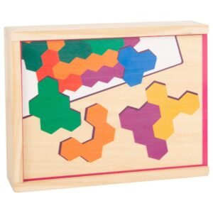 Kuti druri me puzzle gjashtëkëndësh për fëmijë
