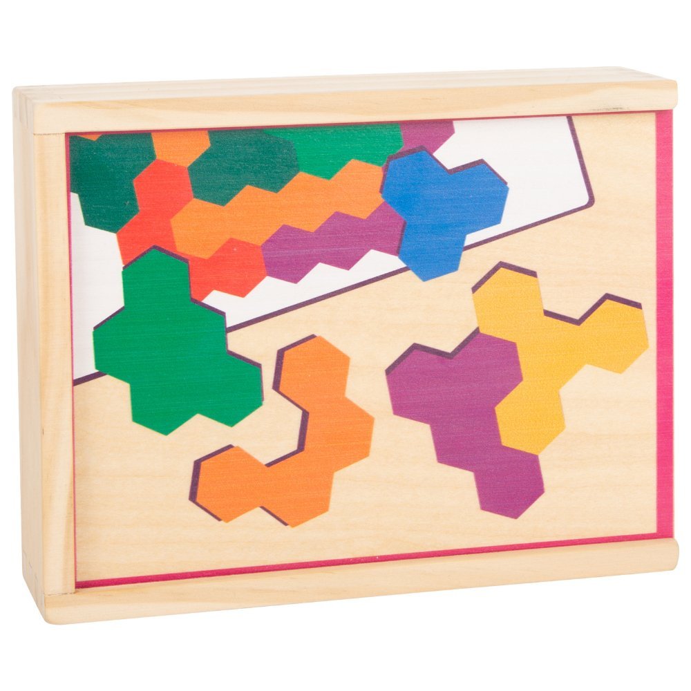 Kuti druri me puzzle gjashtëkëndësh për fëmijë