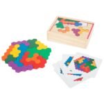 Set puzzle edukativ prej druri me forma geometrike