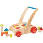 Baby walker prej druri për hapat e parë me kuba shumëngjyrëshe