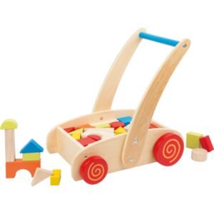 Baby walker prej druri për hapat e parë me kuba shumëngjyrëshe