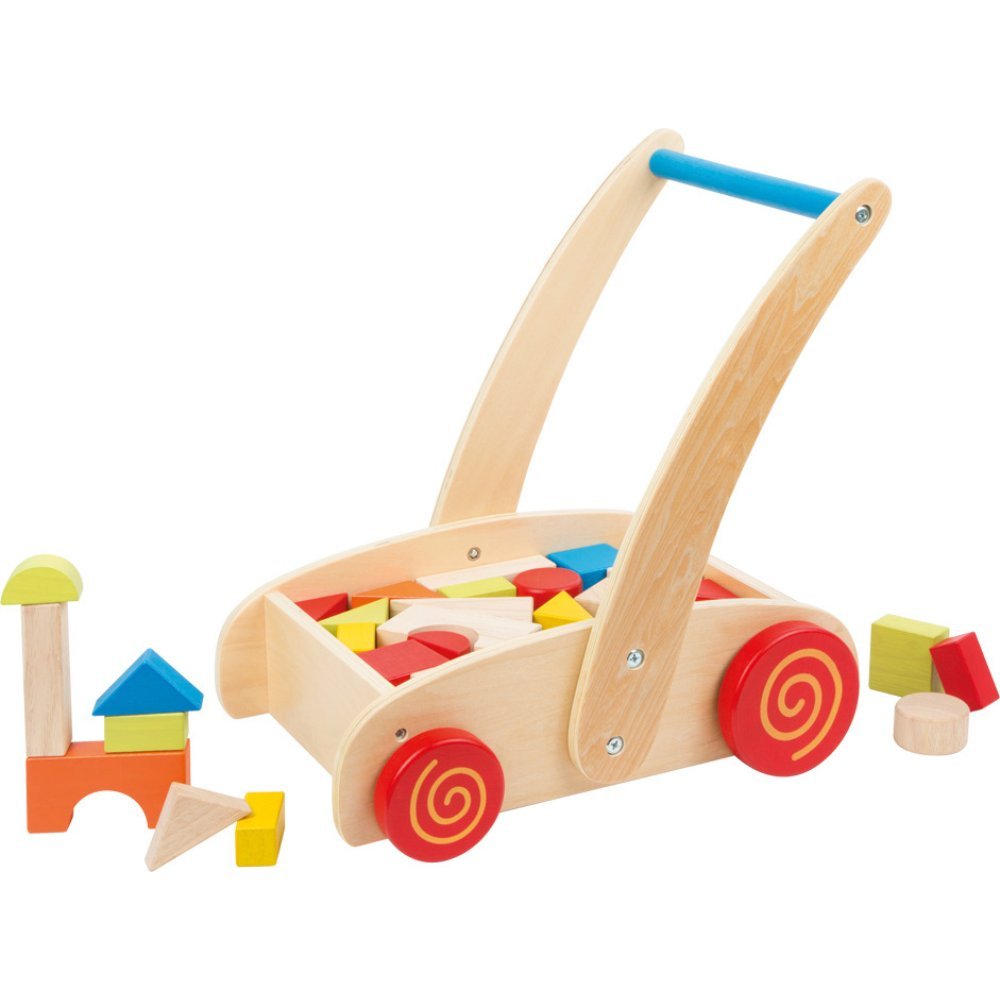 Baby walker prej druri për hapat e parë me kuba shumëngjyrëshe