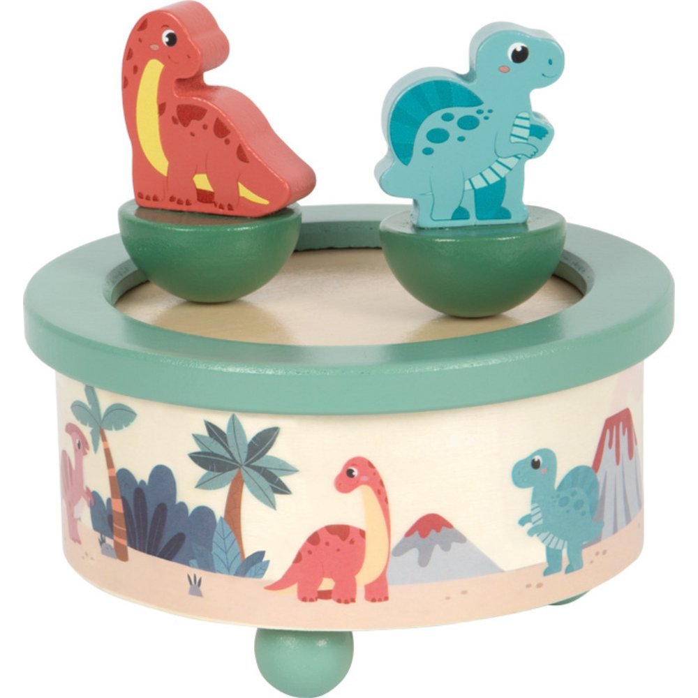 Kuti muzikore për fëmijë Dino prej druri me figura dinosaurësh