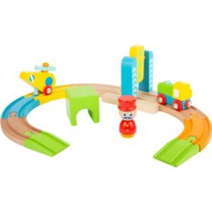 Set treni prej druri me shina për fëmijë