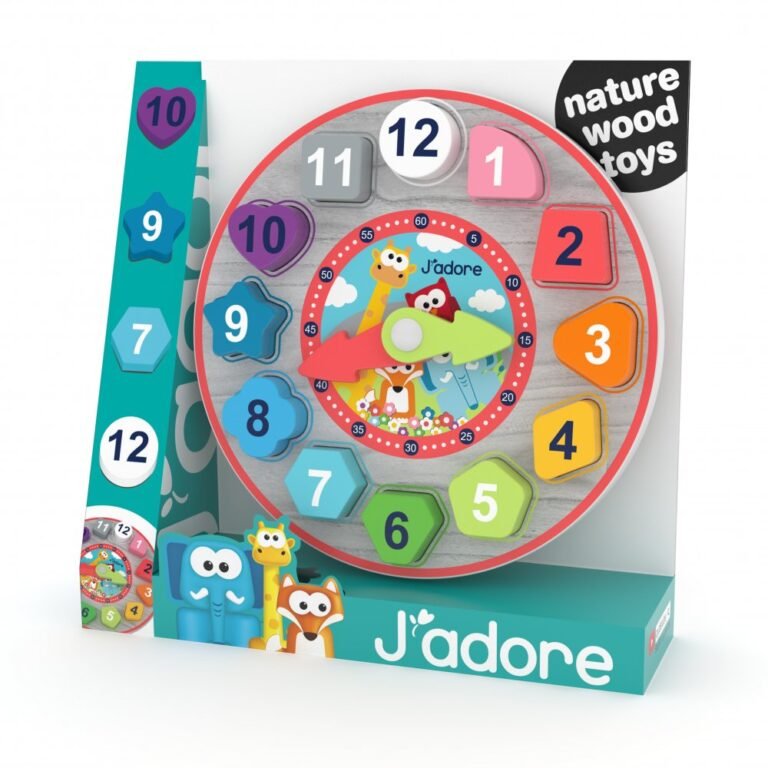 Orë edukative prej druri për fëmijë – Shape & Color Clock (J’adore)