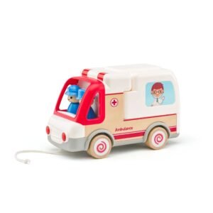 Ambulancë lodër prej druri për fëmijë