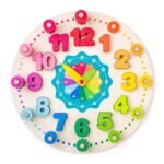 Orë Montessori prej druri me numra dhe akrepa lëvizës