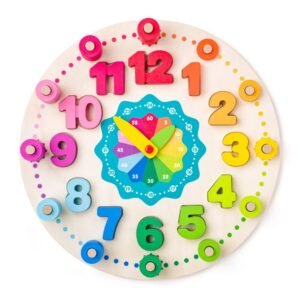 Orë Montessori prej druri me numra dhe akrepa lëvizës