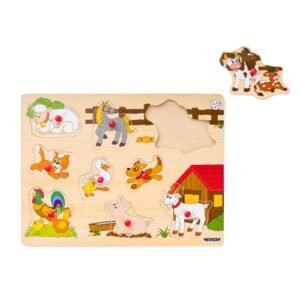 Tabelë puzzle prej druri me ilustrime të fermës