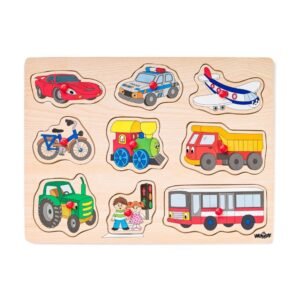 Puzzle prej druri me mjete transporti për fëmijë