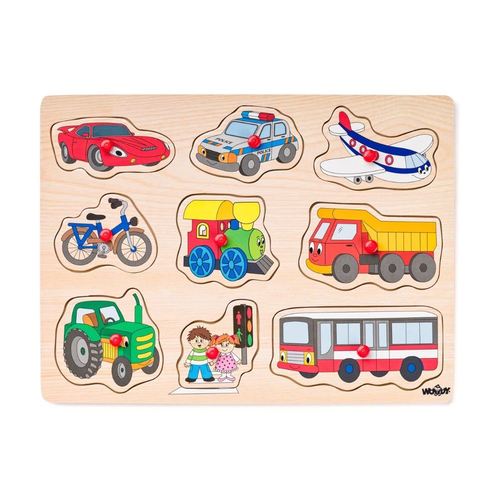 Puzzle prej druri me mjete transporti për fëmijë