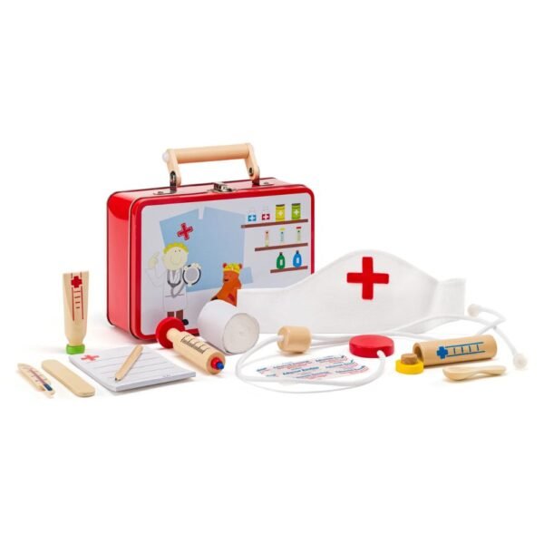 Set doktori prej druri në valixhe