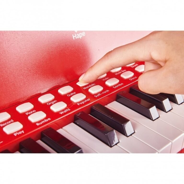 Piano elektrike prej druri me taste me dritë – E kuqe thumbnail 3