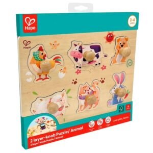 Paketimi i puzzle druri me kafshët e fermës - 2 shtresa