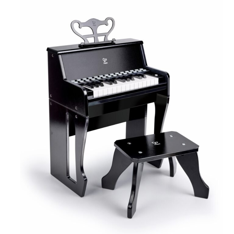 Piano elektrike prej druri me karrige – 25 taste me dritë – E zezë