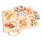Puzzle druri me kafshët e fermës me pjesë të hequra