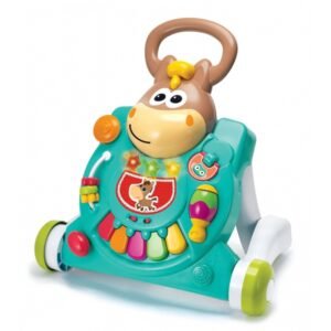 Baby Walker 3 në 1 me tavolinë aktiviteti me Kalë - Blu