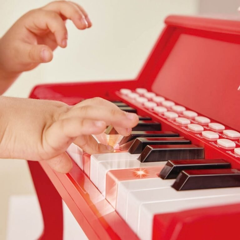 Piano elektrike prej druri me taste me dritë – E kuqe thumbnail 2